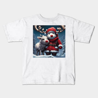 Teddy With Rudolf the Red Nose Reindeer Kids T-Shirt